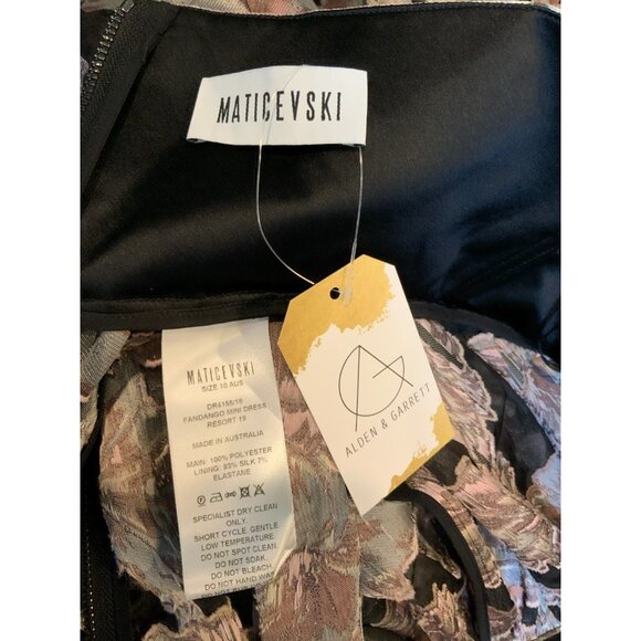 Maticevski Black Pink Floral Fandango Mini Dress $1800, Size 10 AU | 6 US - Picture 7 of 7